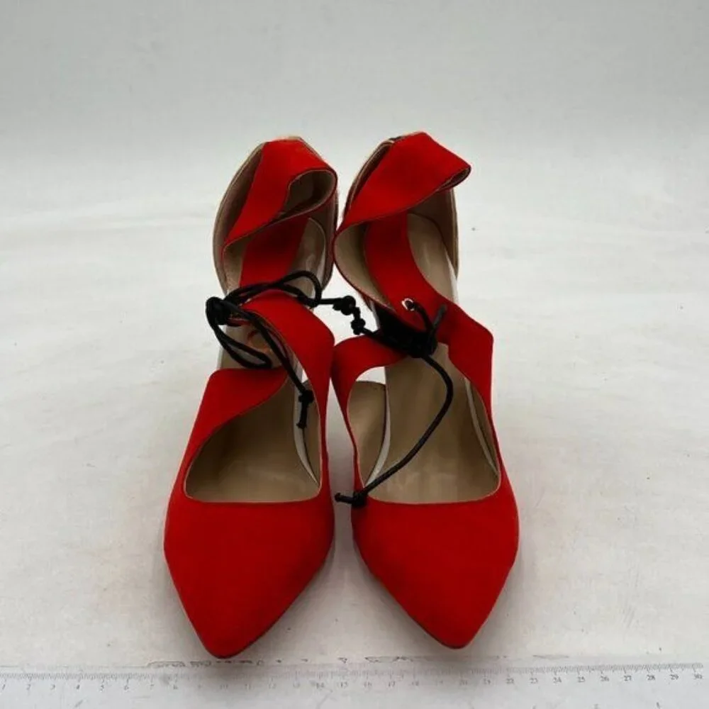 FSJ Women Stylish High Heel Pumps Lace Up Sandals Cut Out Stiletto Party Evening